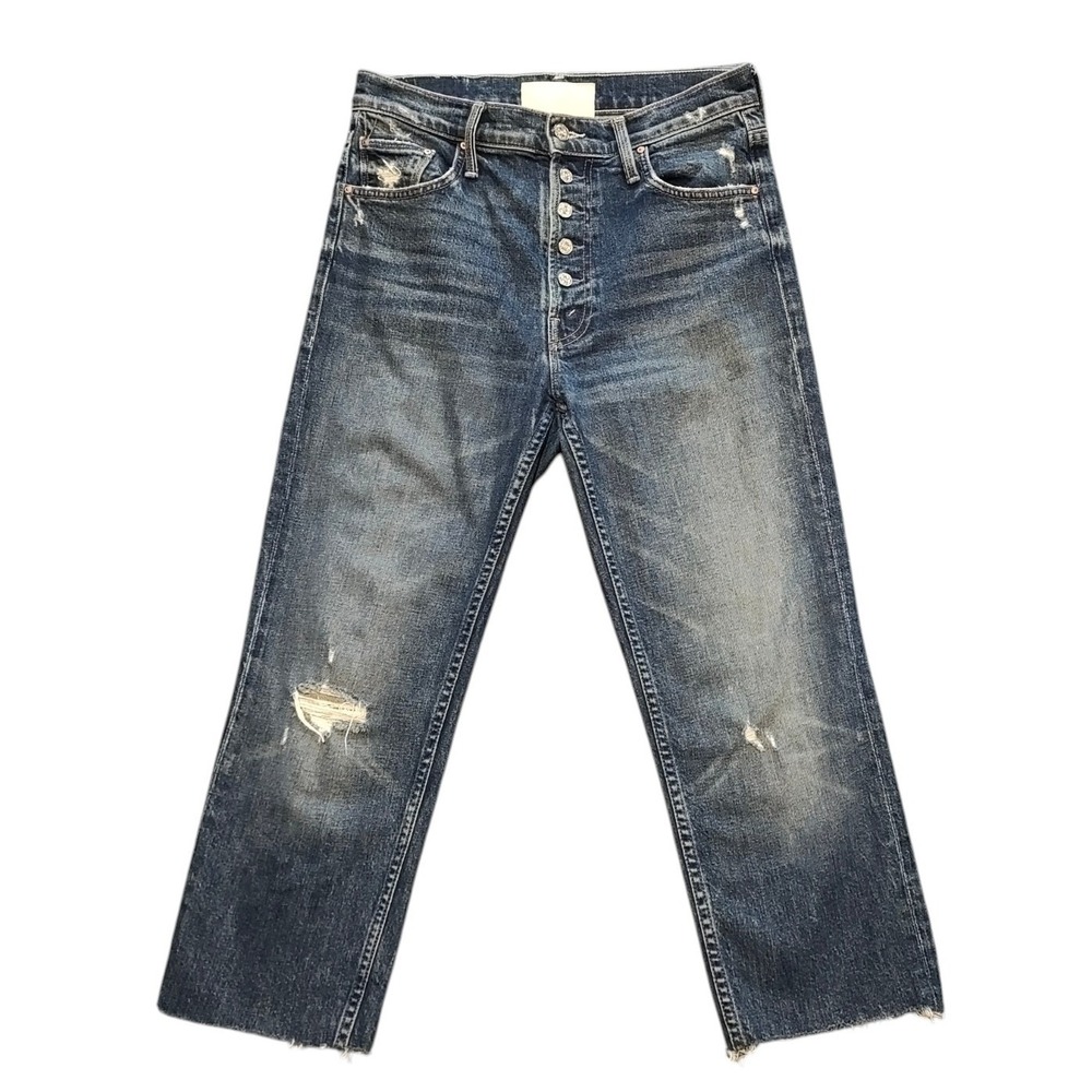 Mother Superior Pixie Tomcat Ankle Jeans Distressed Cut Off Raw Hem Edgy - 28